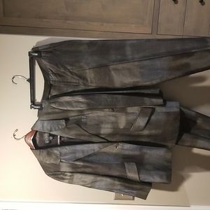 Woman's pants suit, jacket size 10 and pants 12, charol gray, green undertone .